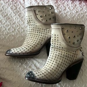 Corral White and Silver Ankle Boots